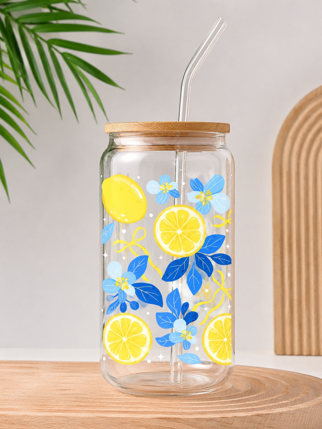 Verre personnalisé citrons et fleurs