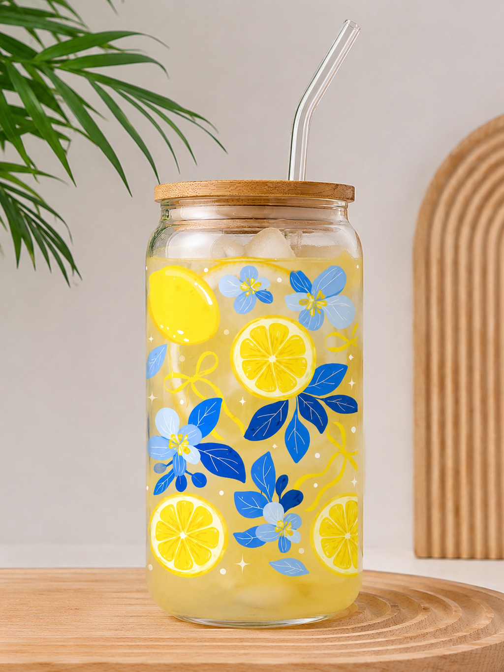 Verre personnalisé citrons et fleurs