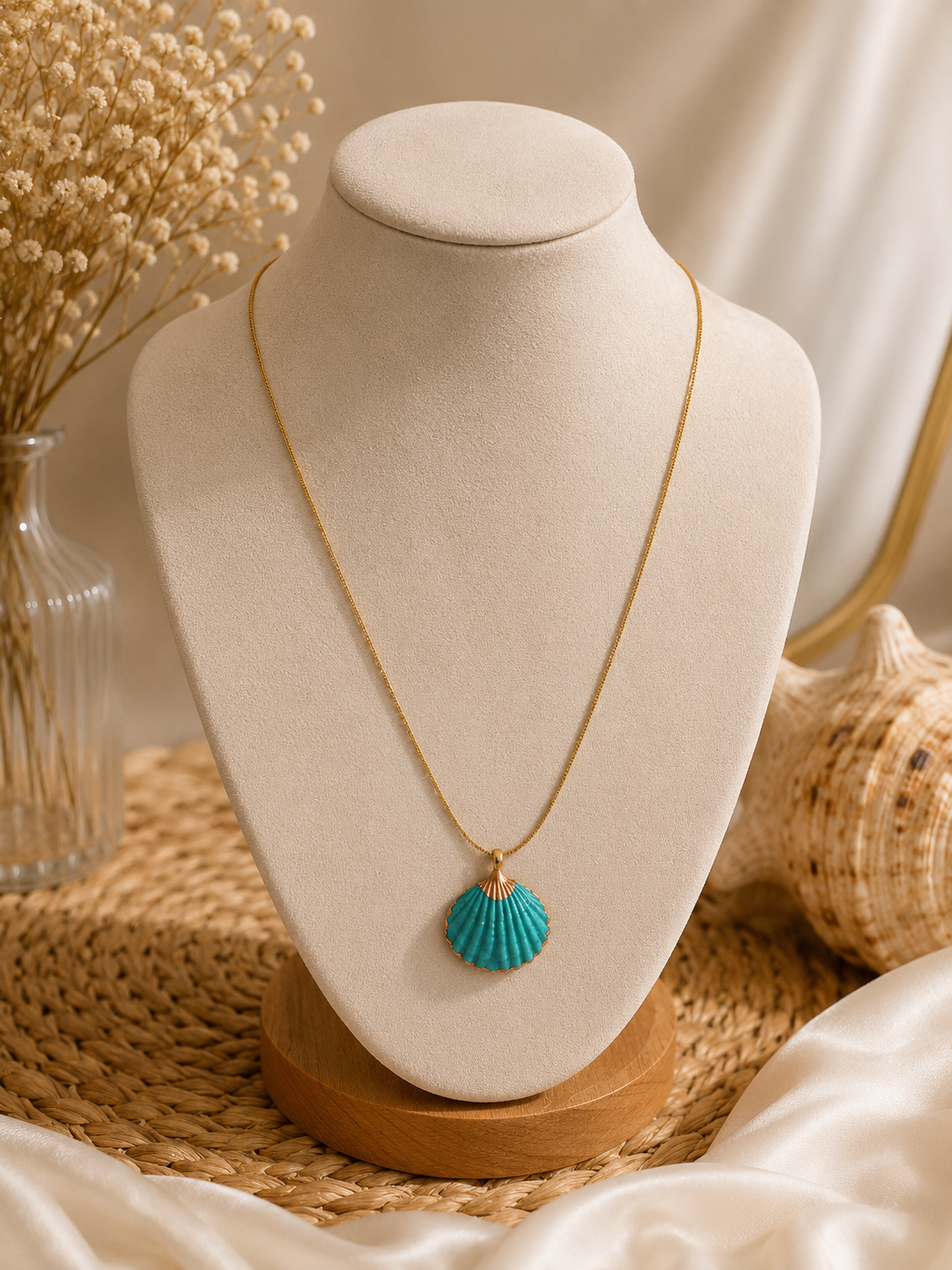 Collier Coquillage naturel Turquoise