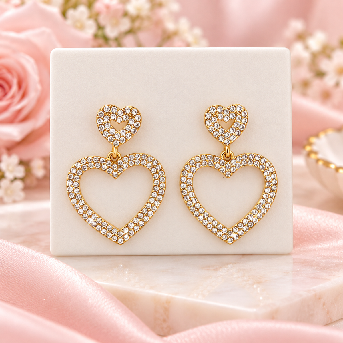 Boucle d'oreilles fantaisies coeur