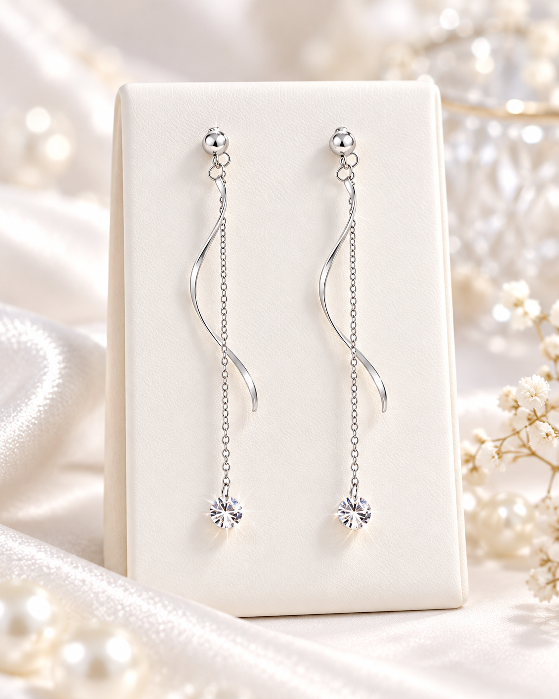 Boucle d'oreilles pendante argenté