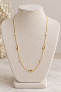 Collier doré maille marine et zircon