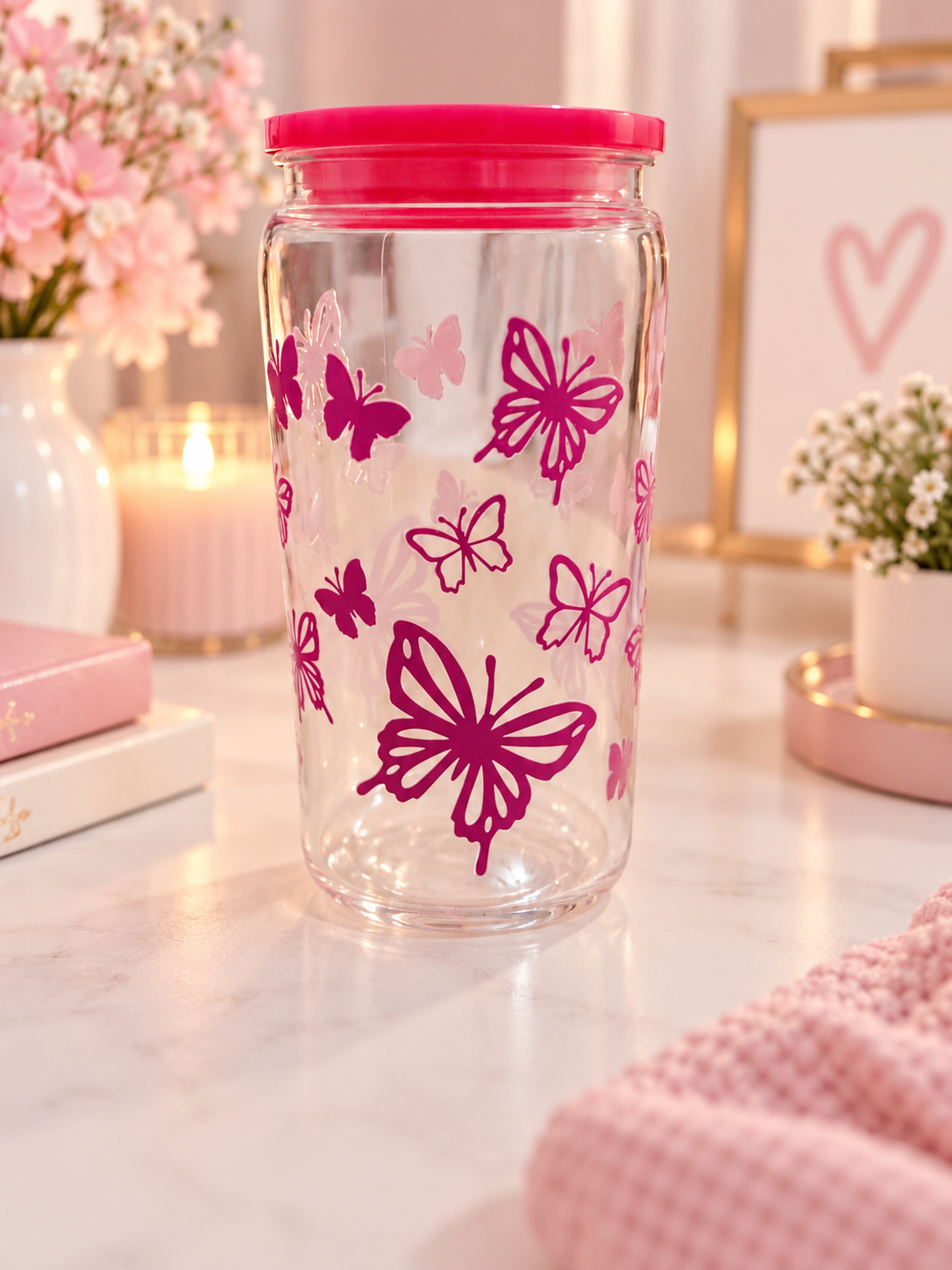Verre canette papillon en plastique