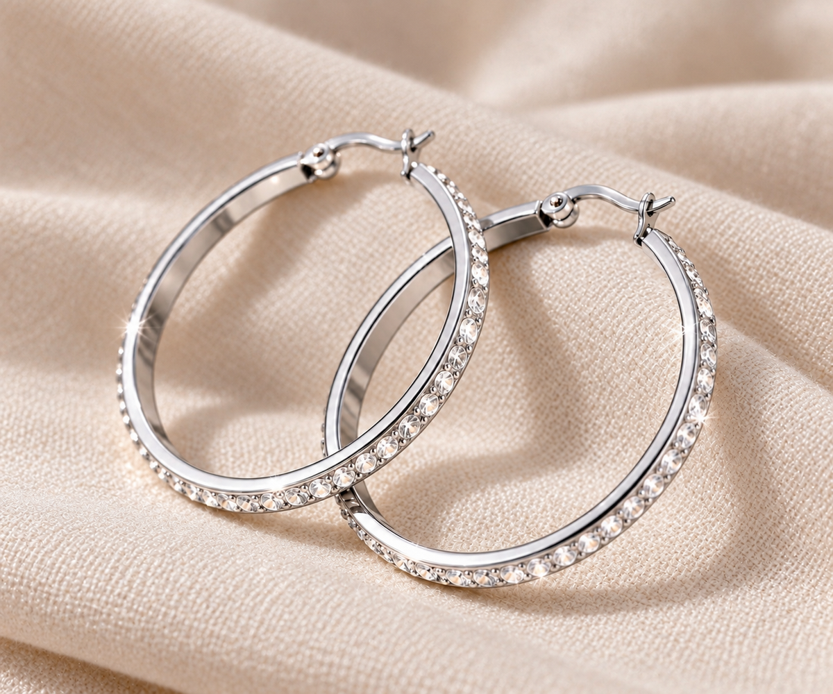 Créoles strass argenté
