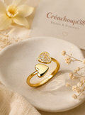Bague double cœur
