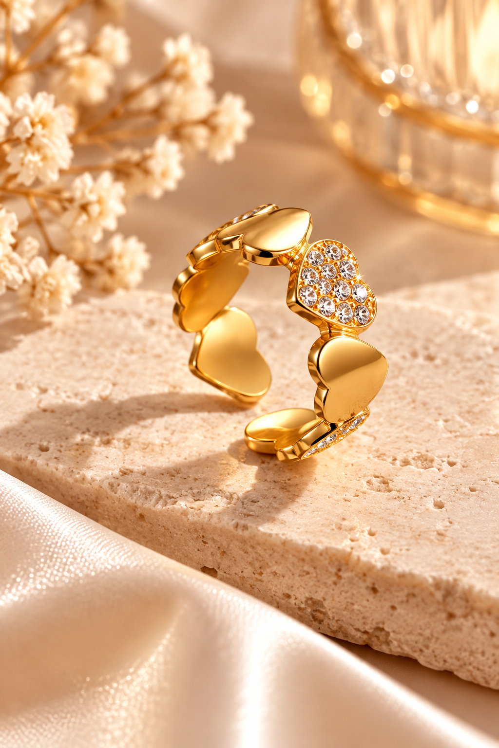Bague coeur strass